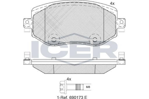 Brake Pad Set Front Icer Renault Megane