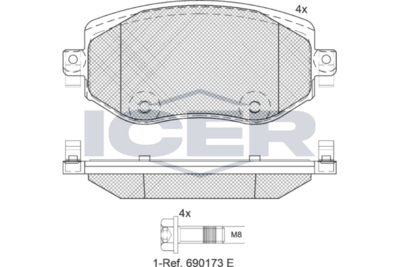 Brake Pad Set Front Icer Renault Megane