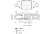 Front Brake Pad Set Icer Citroen C5