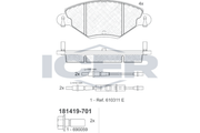 Front Brake Pad Set Icer Citroen C5