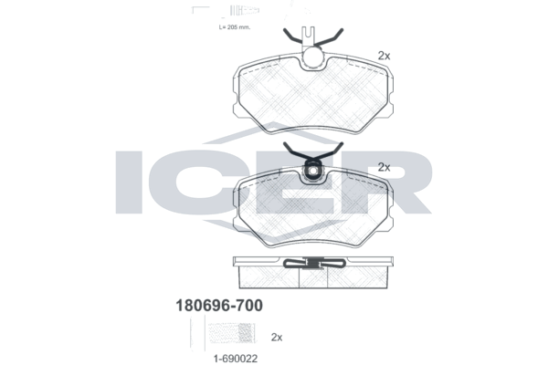 Brake Pad Set Front Icer Peugeot 405