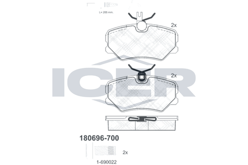 Brake Pad Set Front Icer Peugeot 405