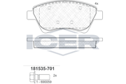 Brake Pad Set Front Icer Renault Megane