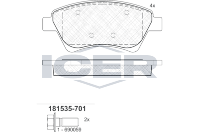 Brake Pad Set Front Icer Renault Megane