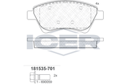 Brake Pad Set Front Icer Renault Megane