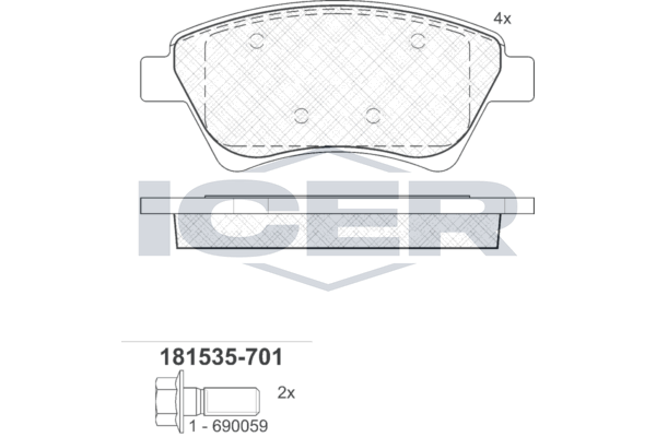 Brake Pad Set Front Icer Renault Megane