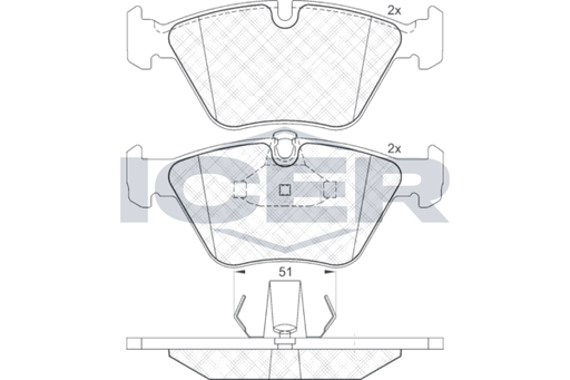 Front - Brake Pad - Icer - Bmw 325 E39 3