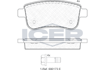 Brake Pad Set Rear Icer Renault Megane