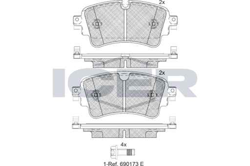 Brake Pad Set Rear Icer Audi A4