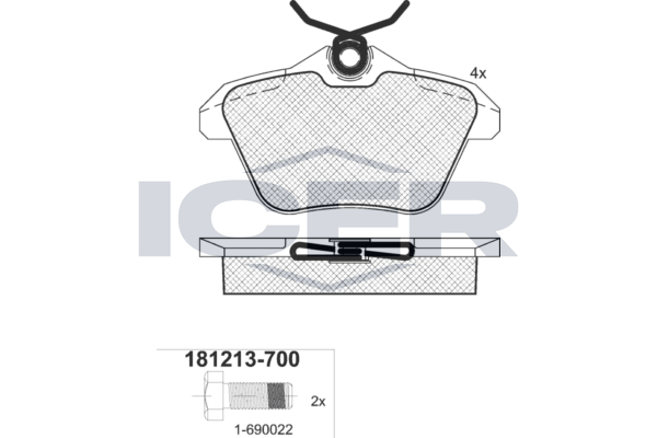 Brake Pad Set Rear Icer Alfa Romeo 156