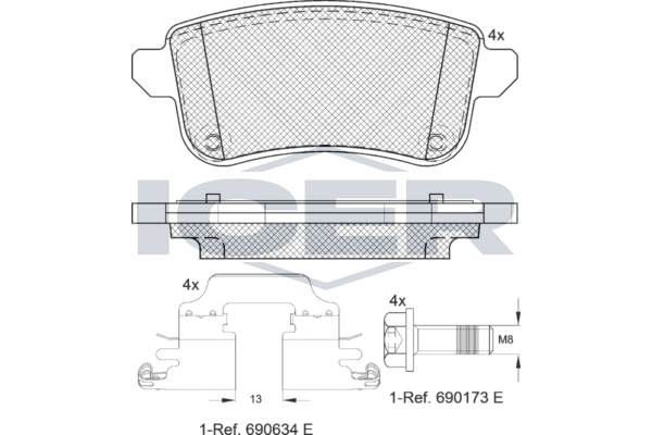 Bake Pad Set Rear Icer Renault Fluence