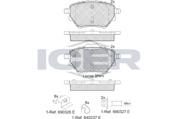Brake Pad Set Rear Icer Citroen C4