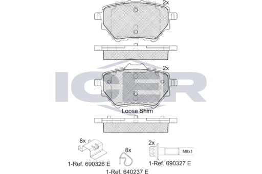 Brake Pad Set Rear Icer Citroen C4